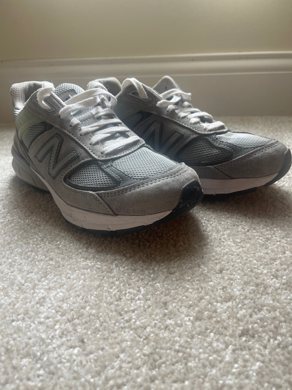 New Balance Gray Mesh & Suede 990 V5 Shoes / Sneakers